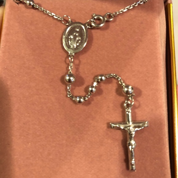 Jewelry - 14k white gold rosary necklace
